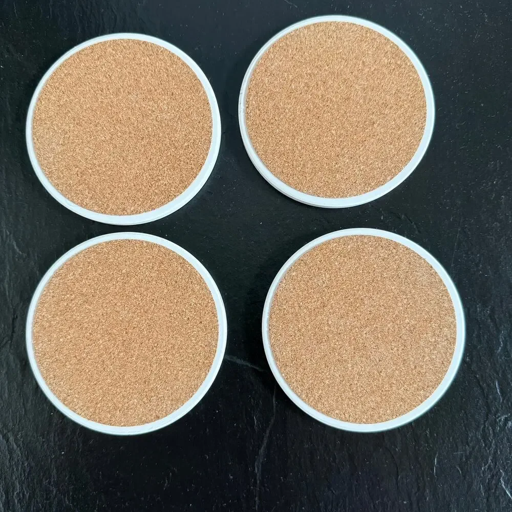 Set of 4 Round Stoneware Corked Backed‎ Butterfly Coasters Each One Unique